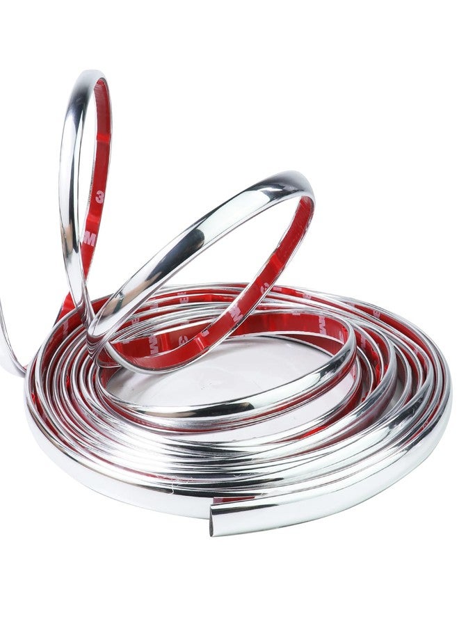 Car Elements 32Ft Automotive Chrome Trim Molding 1/2"(12mm) Universal Car Side Molding(Self Adhesive) UV Protected Decorative Scratch-Proof for RV Truck Motor Exterior Interior Door Window Bumper - Image 1